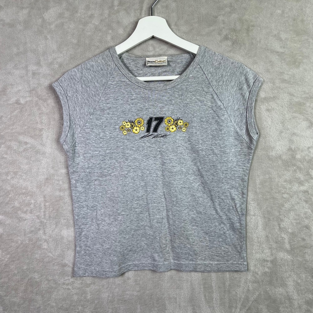 Vntg Matt Kenseth #17 Floral NASCAR Tee XL(XS) Team Caliber Y2K Baby Fit Cap USA